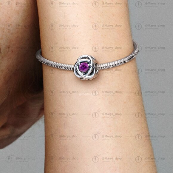 Pandora February Purple Eternity Circle Charm - Picture 4 of 6
